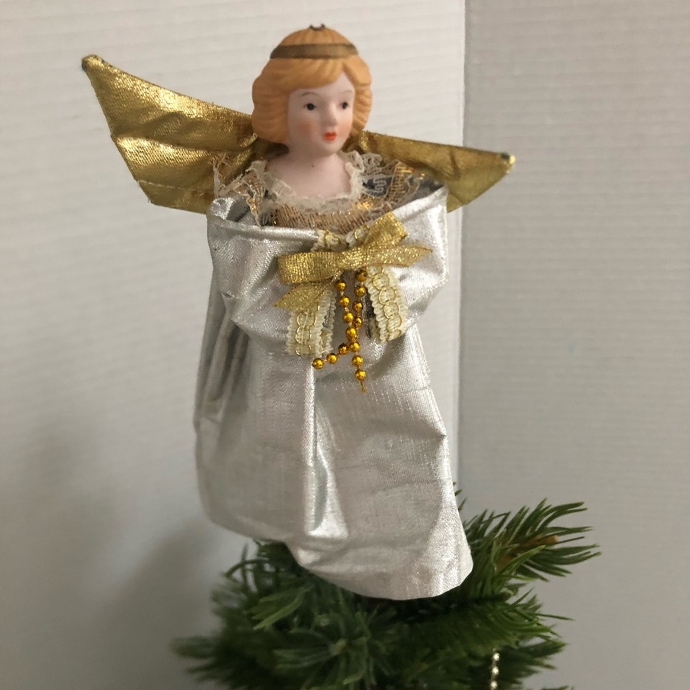 Vtg Porcelain Head Angel Tree Topper